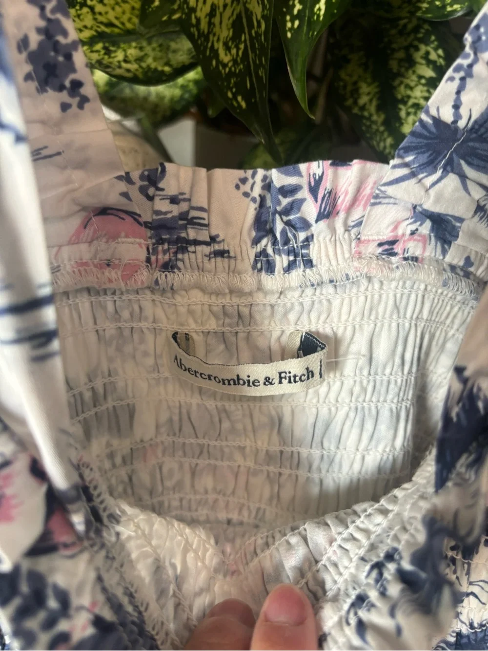Abercrombie & Fitch Smocked Bodice Easy Maxi Dress Palm Tree Print Size Small